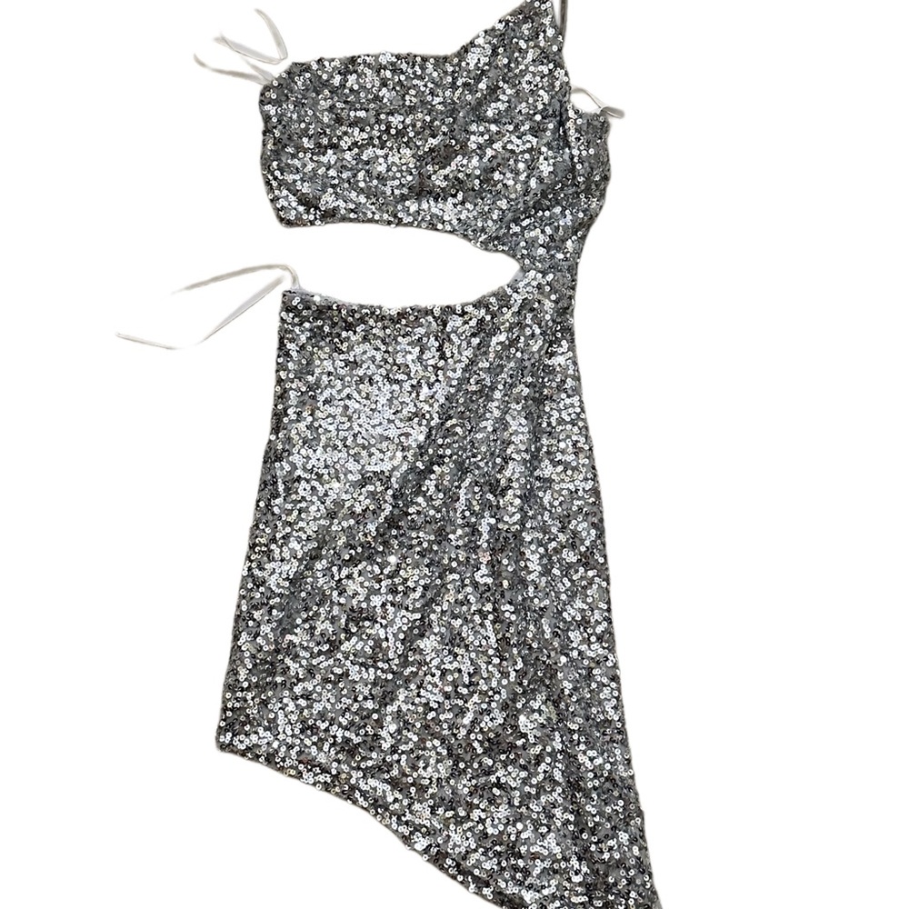 B Darlin Silver One Shoulder Dress